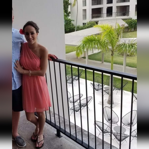 David's Bridal Coral Bridesmaid Dress - Picture 7 of 7